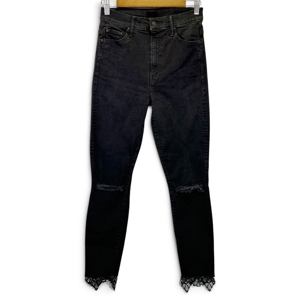 Mother The Swooner Dagger Ankle Fray Jean Baa Baa Black Sheep Womens Size 28